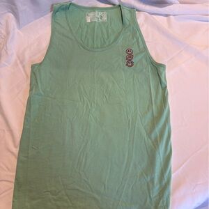 Dutch Bros Mint Green Tank Top with Smiley Faces